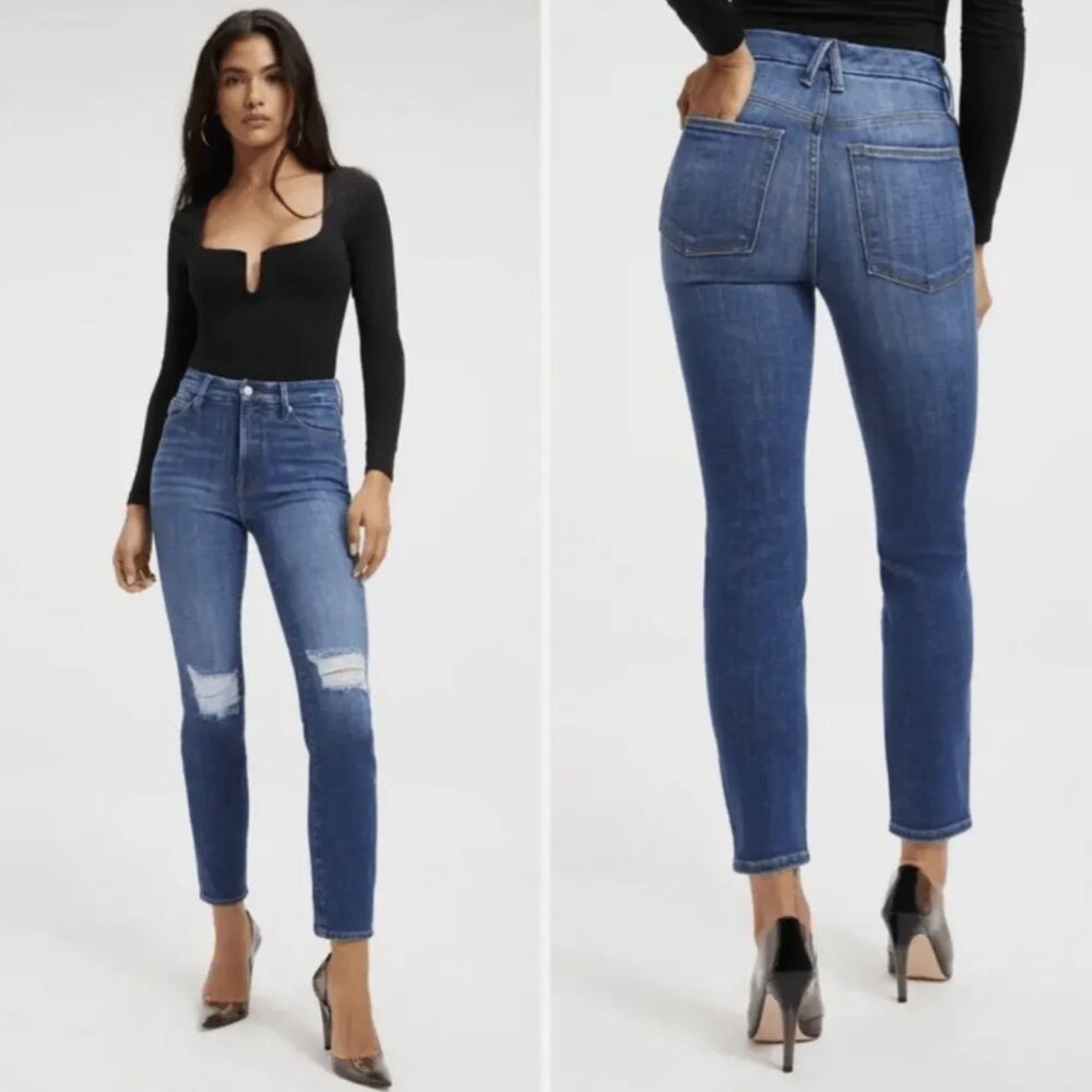 Good American Blue Distressed Jeans
